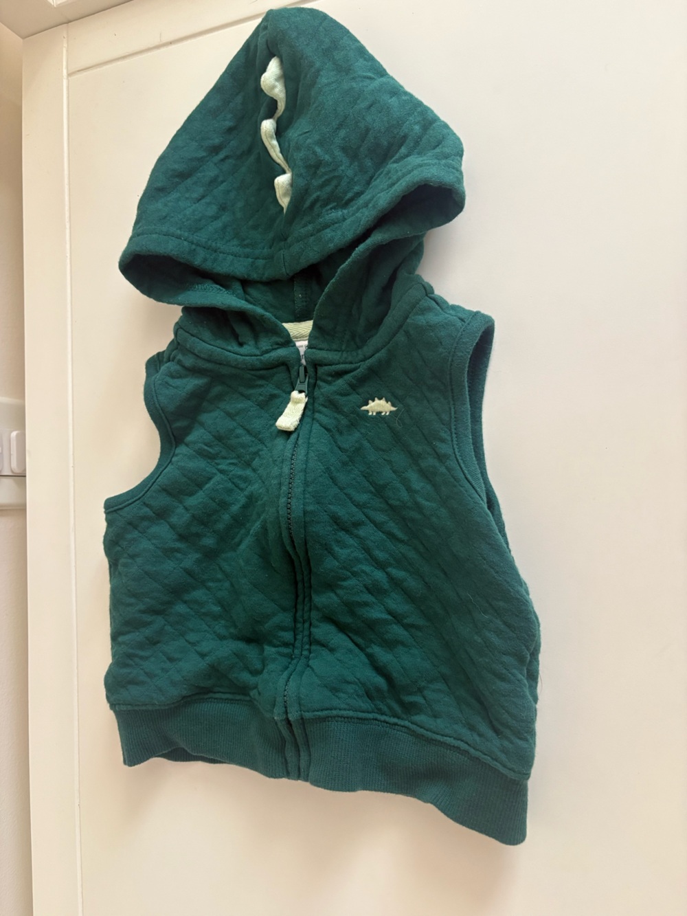 Carter's Teal Quilted Hooded Vest with Dino Spikes